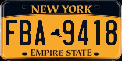 NY license plate FBA9418