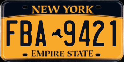 NY license plate FBA9421