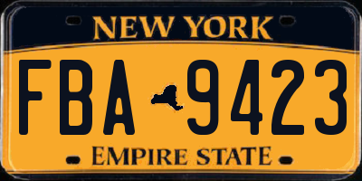 NY license plate FBA9423