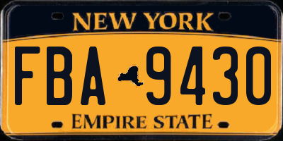 NY license plate FBA9430