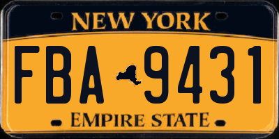 NY license plate FBA9431