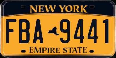 NY license plate FBA9441