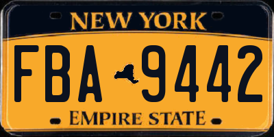 NY license plate FBA9442