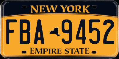 NY license plate FBA9452