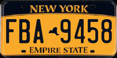 NY license plate FBA9458