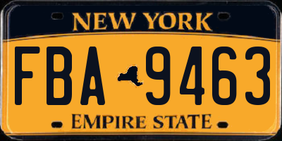 NY license plate FBA9463