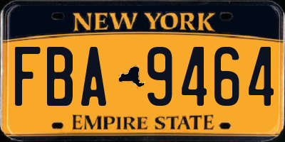 NY license plate FBA9464