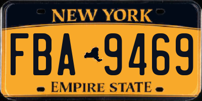 NY license plate FBA9469