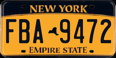 NY license plate FBA9472