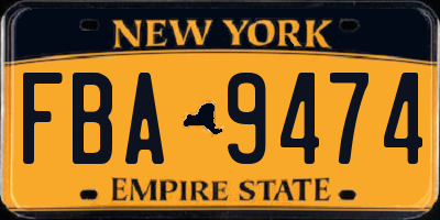 NY license plate FBA9474