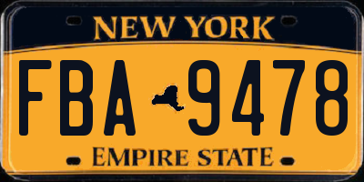 NY license plate FBA9478
