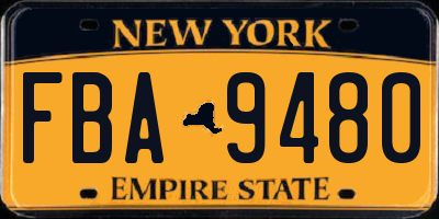 NY license plate FBA9480
