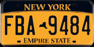 NY license plate FBA9484