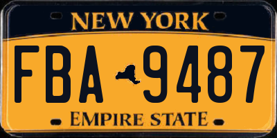 NY license plate FBA9487