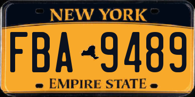 NY license plate FBA9489