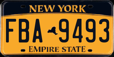 NY license plate FBA9493