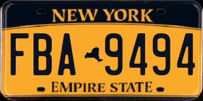 NY license plate FBA9494