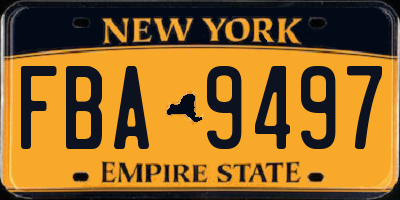 NY license plate FBA9497