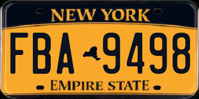 NY license plate FBA9498
