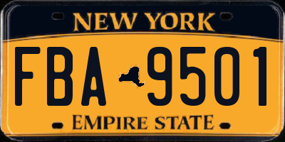 NY license plate FBA9501