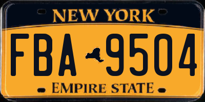 NY license plate FBA9504