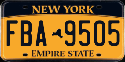 NY license plate FBA9505