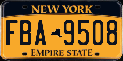 NY license plate FBA9508