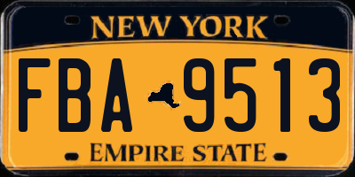 NY license plate FBA9513