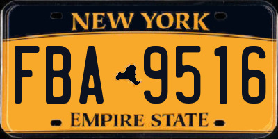 NY license plate FBA9516