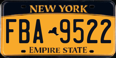 NY license plate FBA9522
