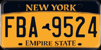 NY license plate FBA9524