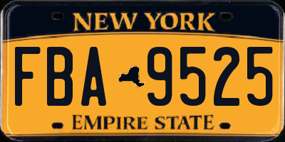 NY license plate FBA9525