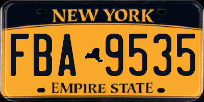 NY license plate FBA9535