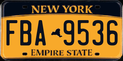 NY license plate FBA9536