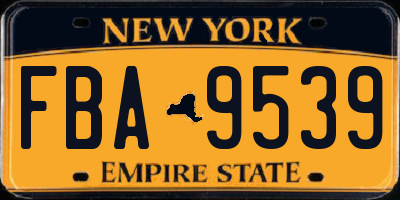 NY license plate FBA9539