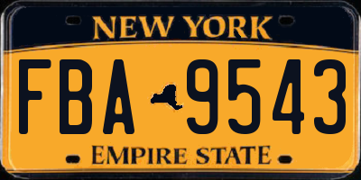 NY license plate FBA9543
