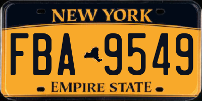 NY license plate FBA9549