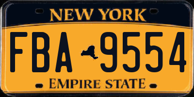 NY license plate FBA9554