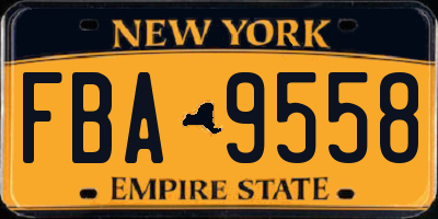 NY license plate FBA9558