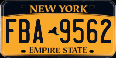NY license plate FBA9562