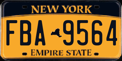 NY license plate FBA9564