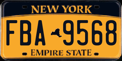 NY license plate FBA9568