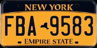 NY license plate FBA9583