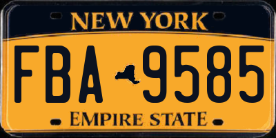 NY license plate FBA9585