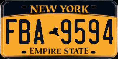 NY license plate FBA9594