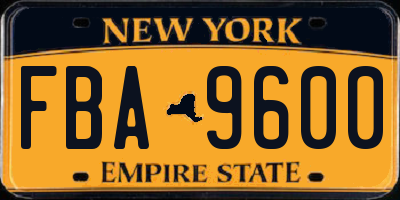 NY license plate FBA9600