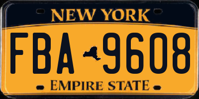 NY license plate FBA9608