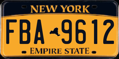 NY license plate FBA9612