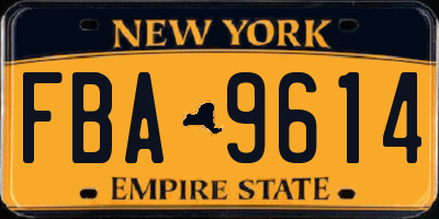NY license plate FBA9614
