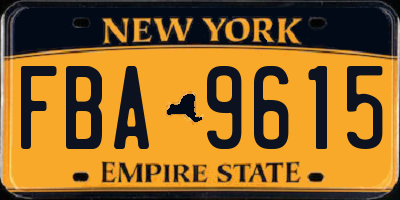 NY license plate FBA9615